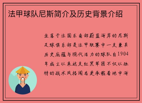 法甲球队尼斯简介及历史背景介绍